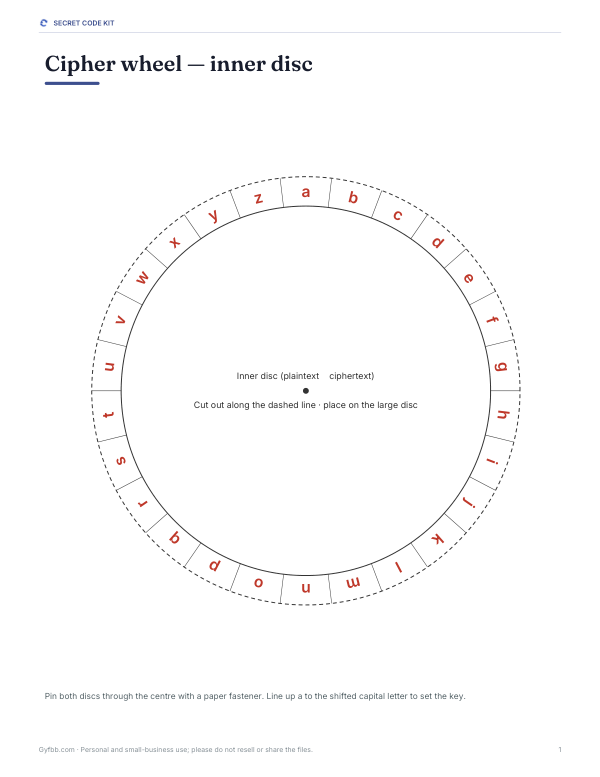 Preview of Printable Cipher Wheel Inner Disc